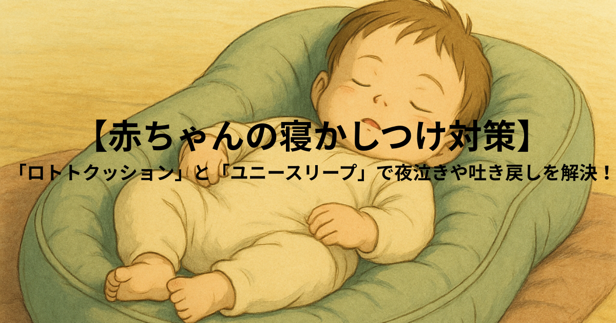 【赤ちゃんの寝かしつけ対策】「ロトトクッション」と「ユニースリープ」で夜泣きや吐き戻しを解決！