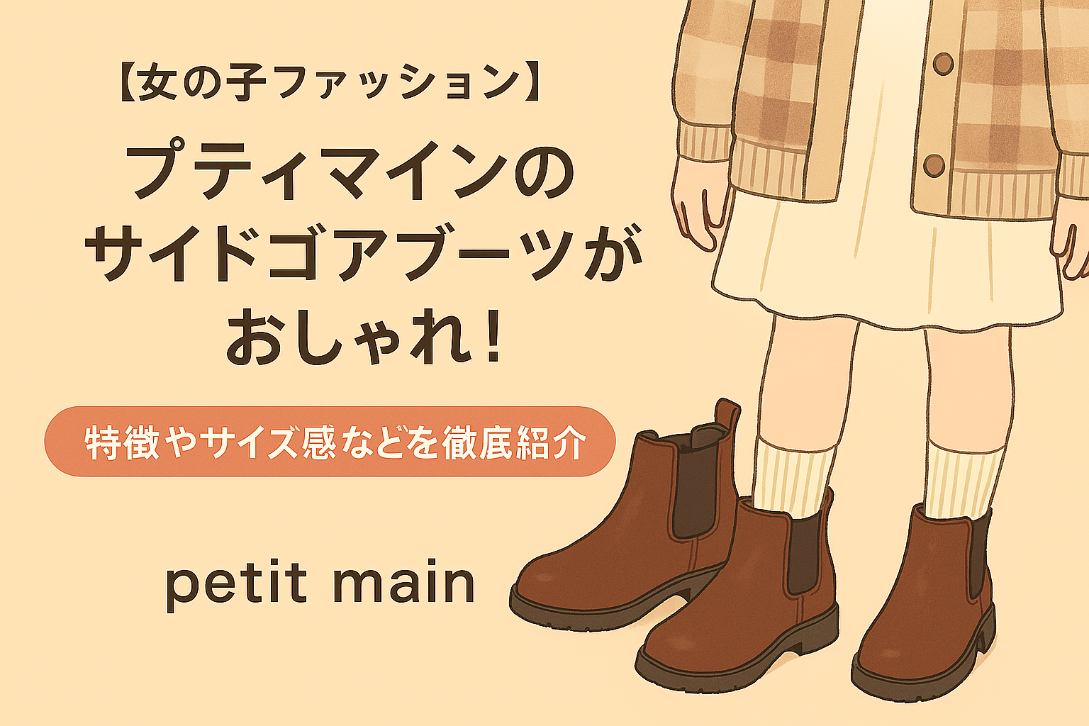 【女の子ファッション】petitmain(プティマイン)のサイドゴアブーツが可愛い!サイズ感や履き心地をレビュー